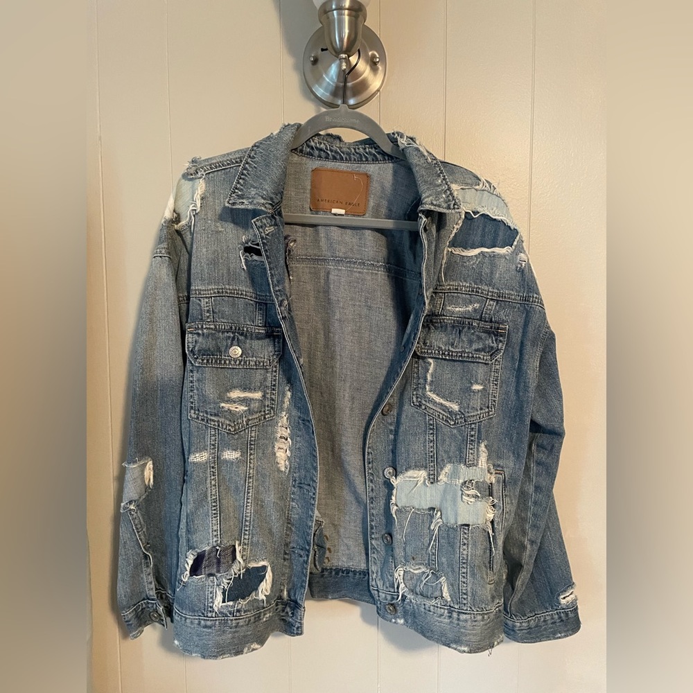 American Eagle Distressed oversized jean jacket